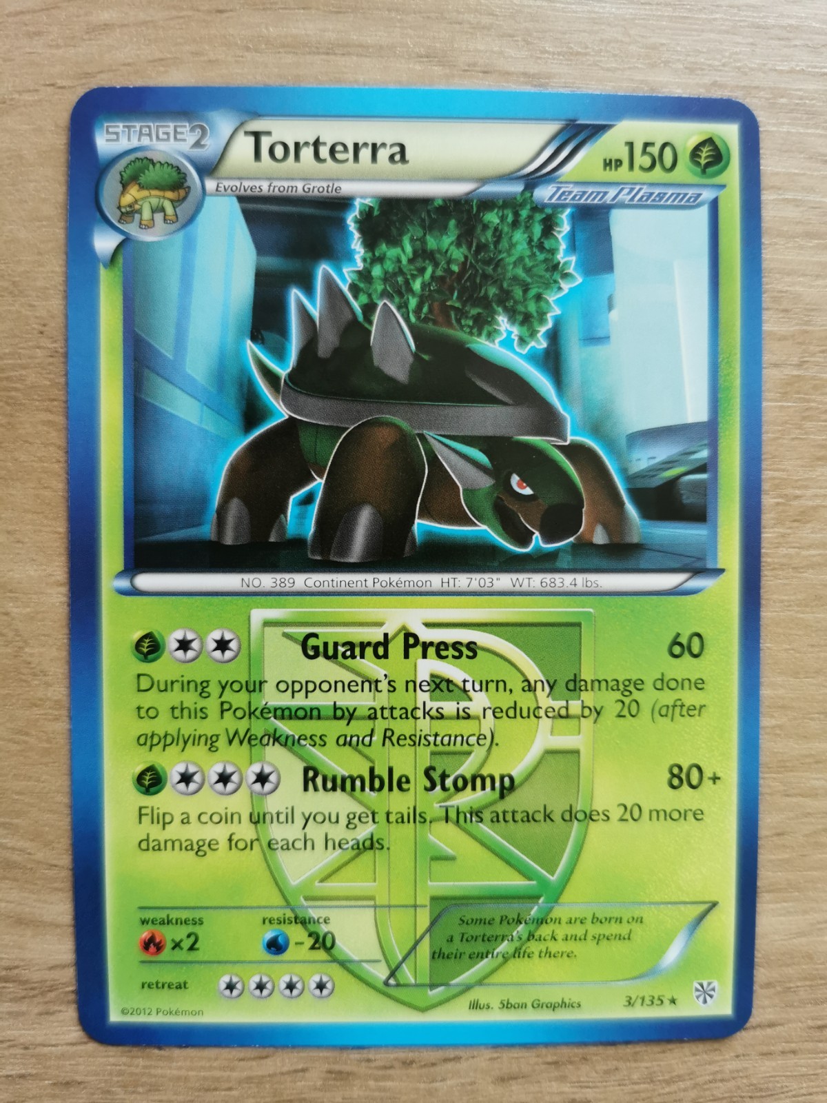 Torterra Rare Plasma Storm Pokemon Card 3/135 NM Condition