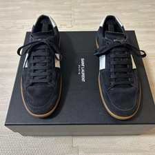 Scarpe sneakers basse YSL Saint Laurent nero bianco pelle scamosciata uomo 41 US8