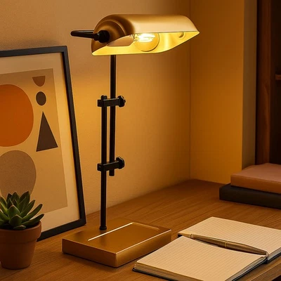 GLOBO Tischleuchte Bankerlampe Schreibtischleuchte LED goldfarben verstellbar H 50 cm