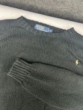 Polo Ralph Lauren Mens Black Cotton Knitted Pullover Sweater Size XL X-Large