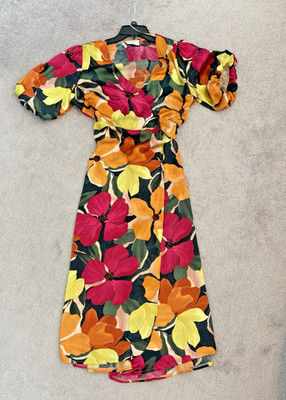 Vibrant Floral Maxi Wrap Dress Large NWOT