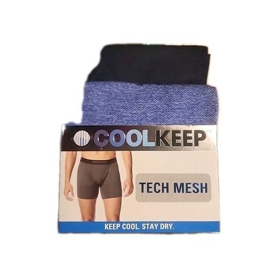 NWT COOL KEEP TECH MESH SIZE LARGE 2 PACK BOXER BRIEF 4 Total Blue / Navy 