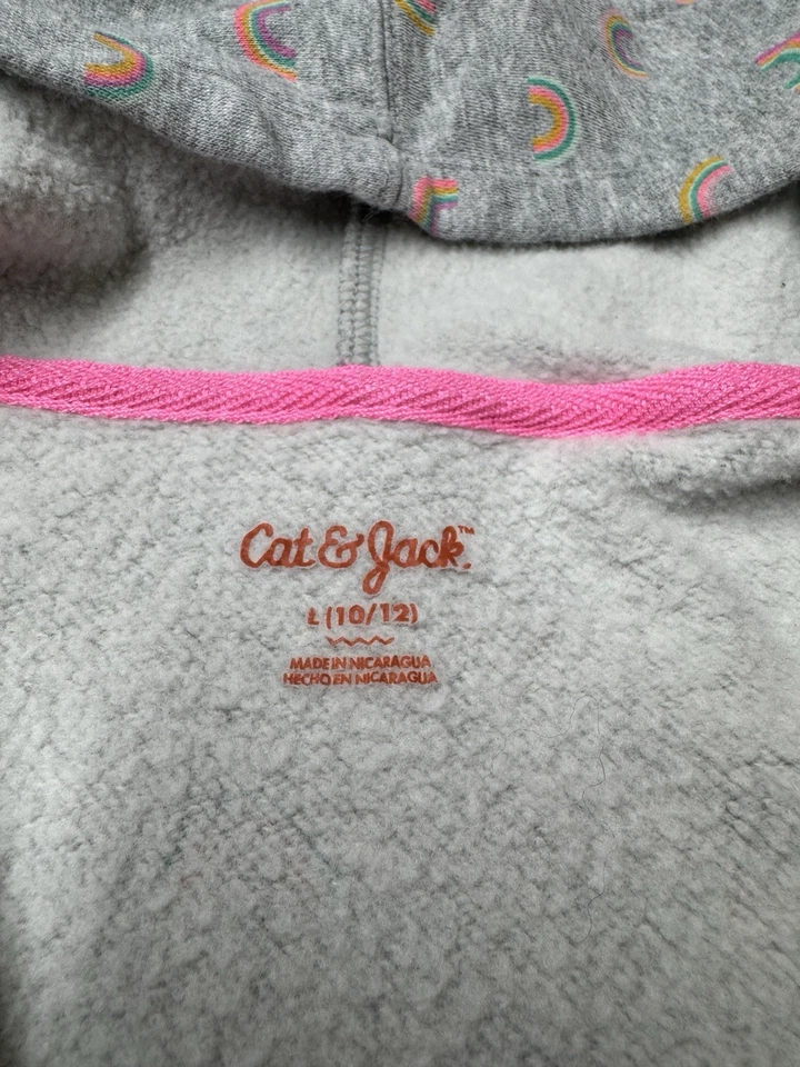 Sudadera con capucha gris Cat& Jack para niña con diseño arco iris talla L 10/12 Foto 2 de 3