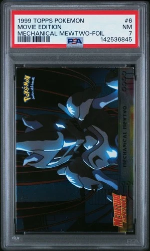 1999 TOPPS POKEMON THE MOVIE EDT MECHANICAL MEWTWO-FOIL #6 MOVIE EDITION PSA 7