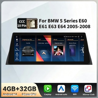 10.25'' CarPlay Android 14 Car Stereo GPS Navi 8Core for BMW 5 Series E60 E61 CCC