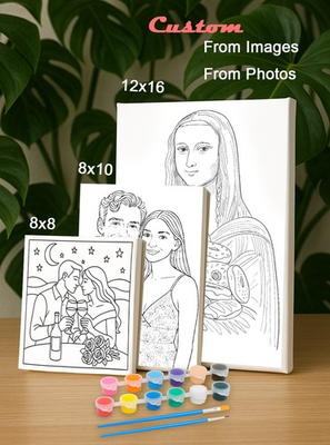 #ad Custom Pre Drawn Canvas Paint Kit Turn Your Photo Into outline adult paint Sip $24.99