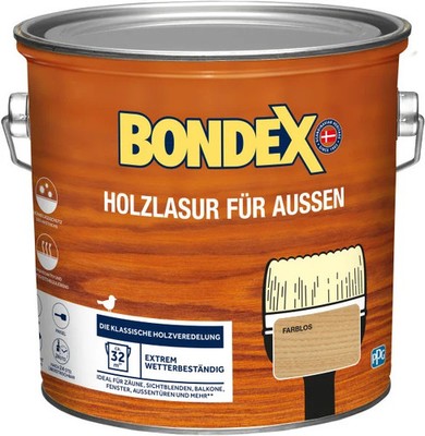 Bondex Holzlasur für Außen 2,5 l farblos Lasur Holz Holzschutz Schutzlasur