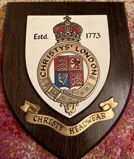 Vintage Christy Hats Headwear University College  School Crest Shield Plaque xcd