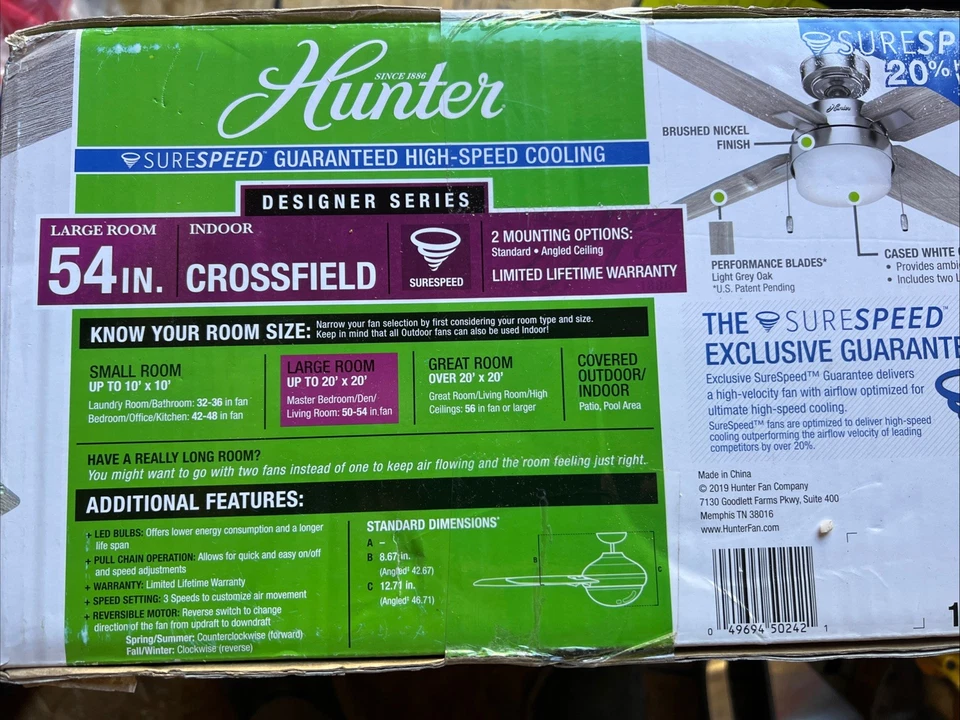Hunter Crossfield 54-in Surespeed Ceiling Fan Light Light #50242 - Image 3 of 3