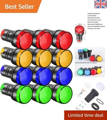 12 Stück AC220V-380V LED-Kontrollleuchten - buntes Panel für Arbeitssicherheit