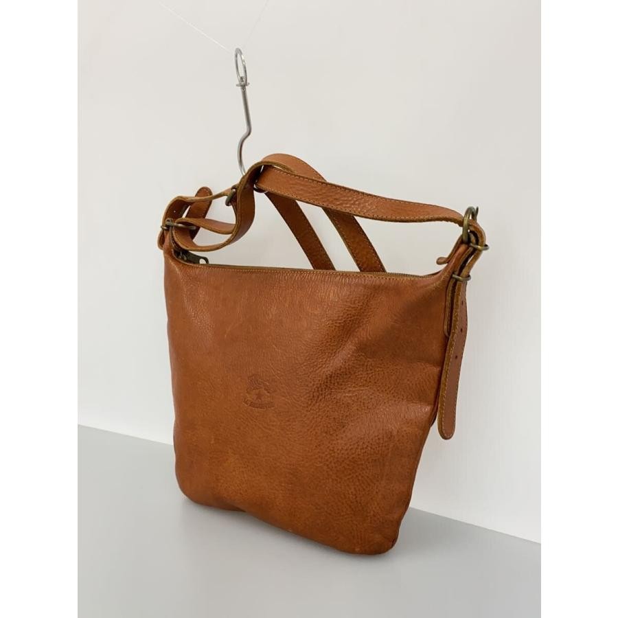 IL BISONTE Shoulder bag Leather Brown Woman zip emboss logo Daily