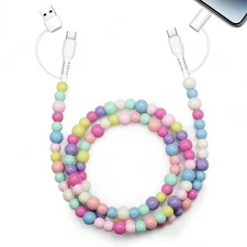 USB C Cable for iPhone Charging Cord 3.3FT 4 in 1 Multi Cute Beaded Phone 