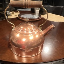 Revere Ware Copper Tea Pot Paul Revere Engraving Wooden Handle
