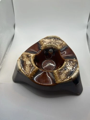 Hull pottery H. P. CO USA brown drip glaze warming base