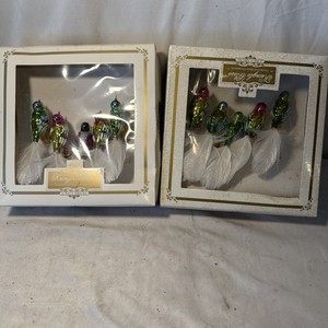 Kringle Glass Kurt Adler 10 Multi Color Clip On Bird Christmas Ornaments NIB