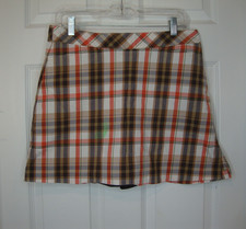 Lady Hagen Atheltic Wear Skort Tennis Golf Pickleball Orange Brown Plaid Size 6