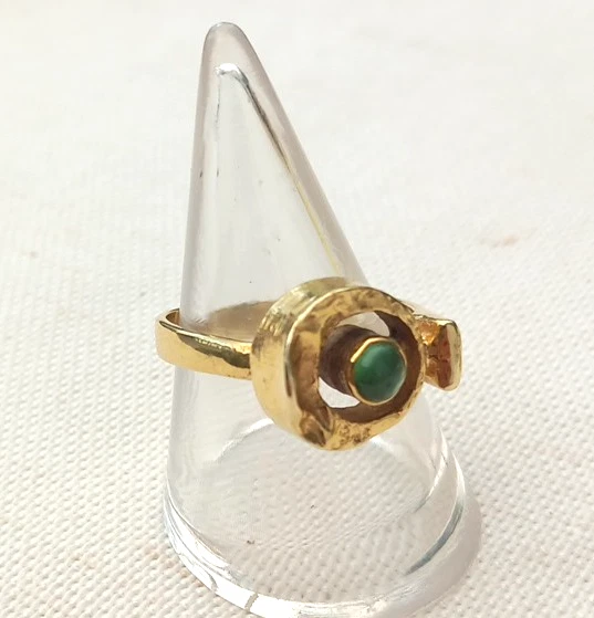 Edler Grüner Vintage Turmalin Ring 585 Gold Handarbeit Weite 56 80er Jahre - Bild 2 von 4