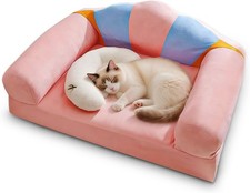 Cute Cat Couch with Soft Pillow, Supportive Dog Couch, Sofa Medium, Pink