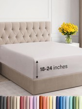 Extra Deep Cal King Fitted Sheet - Hotel Luxury Single Fitted Sheet Only - Ea...