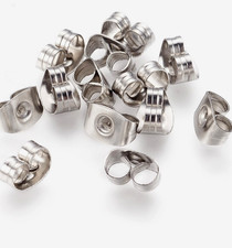 12 pc Butterfly Clip Earring Backs Stoppers Replacement Studs Stainless Steel