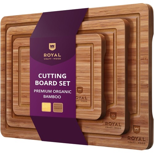 Wooden Cutting Boards for Kitchen Meal Prep & Serving - Bamboo Wood Serving B...