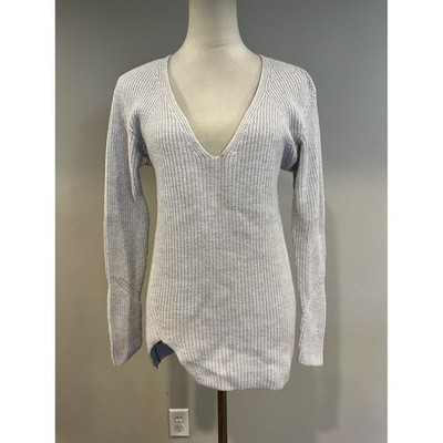 Cabi Light blue Gray V-Neck Knit Sweater size extra small
