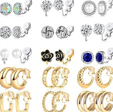 15 Pairs Clip On Earrings for Women: Non Pierced, Cute, Crystal  Pearl Designs
