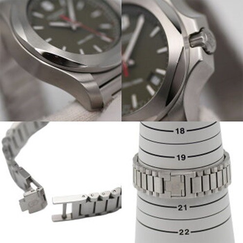 VICTORINOX Inox 241725 Orologio Al Quarzo Verde Khaki Argento Usato - Foto 7 di 9