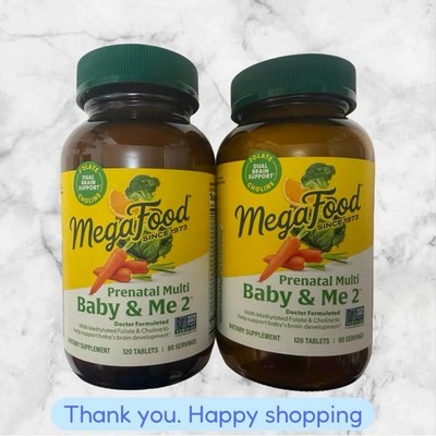 FOR 2 MegaFood Baby & Me 2 Dietary Supplement 120 Count Each Exp2027+ NEW SHIP
