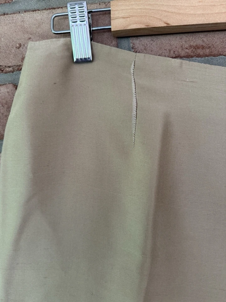 Pantalones de seda pura Amanda Smith talla 14 beige cremallera lateral 100 % seda Foto 3 de 4