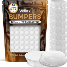 Vellax Cabinet Door Bumpers 128 Pcs - 128 pcs - 0.5" x 0.14", Clear 