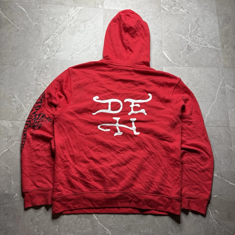 Sudadera con capucha roja Y2K Ed Hardy con estampado de tatuaje Grafitti para adulto grande Foto 2 de 4