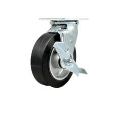 6 Inch Rubber on Aluminum Swivel Caster with Delrin Bearing and Brake SCC