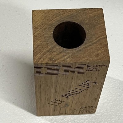 Vintage 1987 IBM AMS Chicago, IL Machined Printed Pen Holder Lee Phillips
