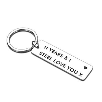 11 Year Wedding Anniversary Keychain Gift for Her Him Husband Wife Couples 