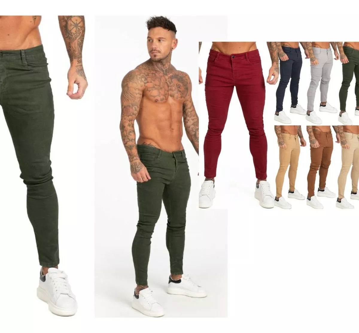 Men Jeans Slim Fit Stretch Skinny Street Wear Ankle Tight Cut