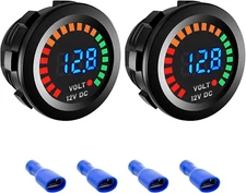 2 PCS Waterproof Voltmeter for Car, DC 12V LED Digital Display Voltage Gauge