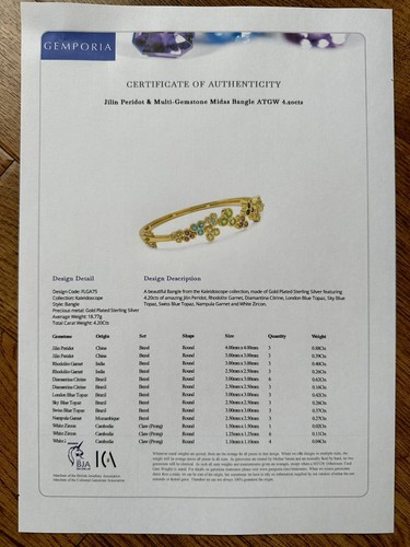 Gemporia Jilin Peridot And Multi Gemstone Midas Bangle - Picture 17 of 17