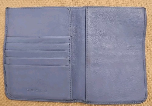 CROSS DOUBLE BILLFOLD WALLET IN PERFORATED LEATHER. BLUE AND BROWN - Picture 4 of 10