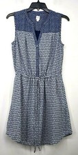 Gap Women Floral Print Sleeveless Henley Neck Drawstring Waist Blouson Dress XS