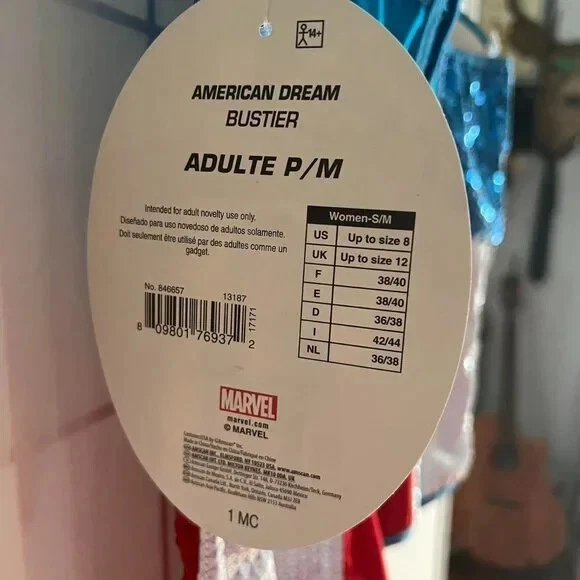 NUEVO CON ETIQUETAS Marvel Sueño Americano Lentejuelas Corsé Disfraz Juegos con disfraces Vestido de Vestir Foto 3 de 4