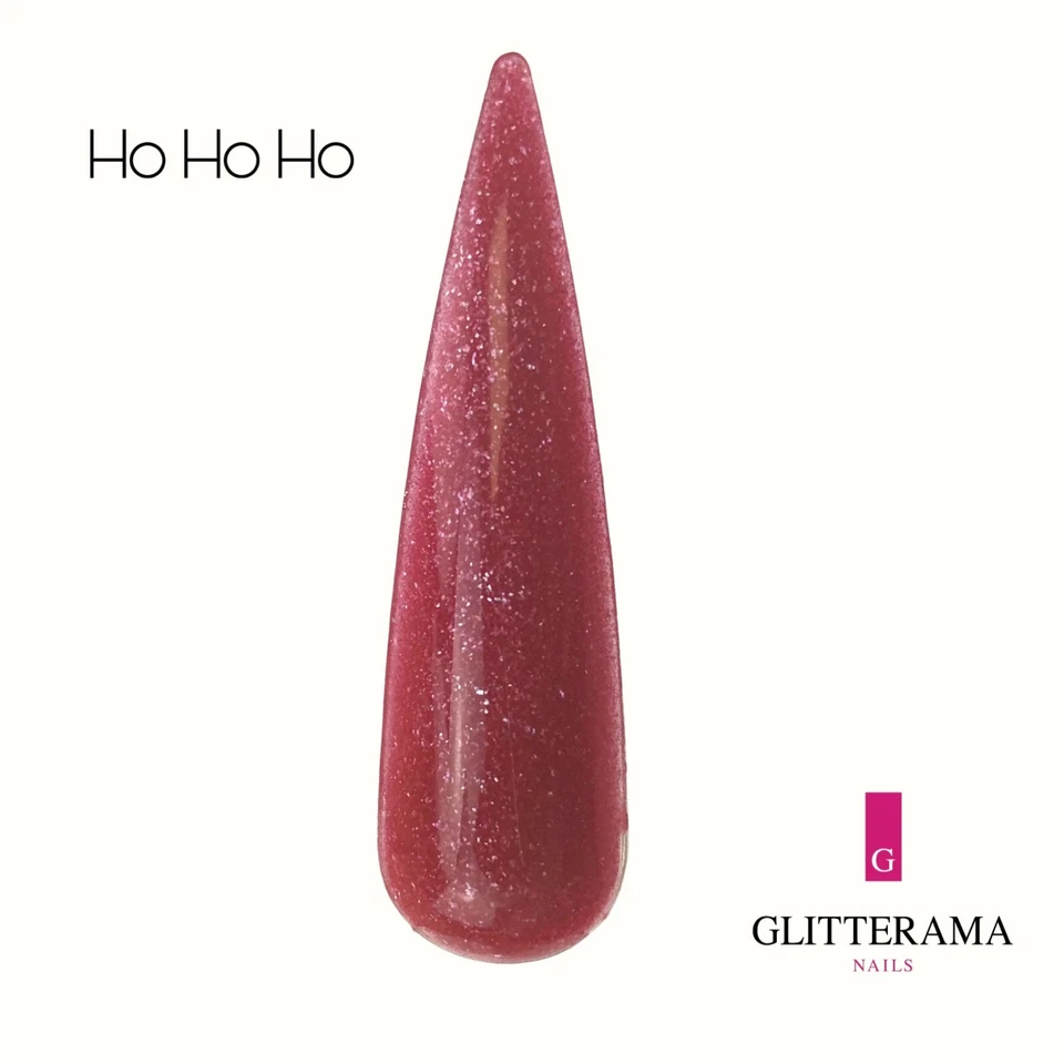 HO HO HO Coloured acrylic powder Glitterama nails Red glitter love valentines