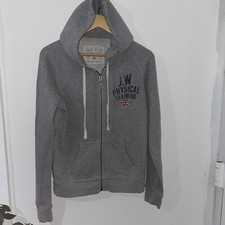 Jack Wills Full Zip Hoodie Jacket Fleece Lined Grey Long Sleeve Womens UK12