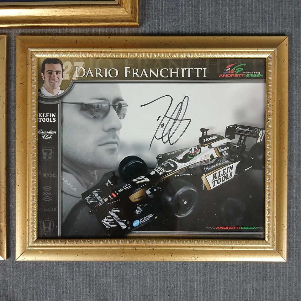Juego de 3 fotografías firmadas de pilotos de Indy de F1 Andretti Franchitti autógrafo enmarcado Foto 2 de 4