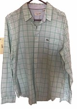 LACOSTE Regular Fit Green/White Gingham Checker Men's L Button Up Shirt