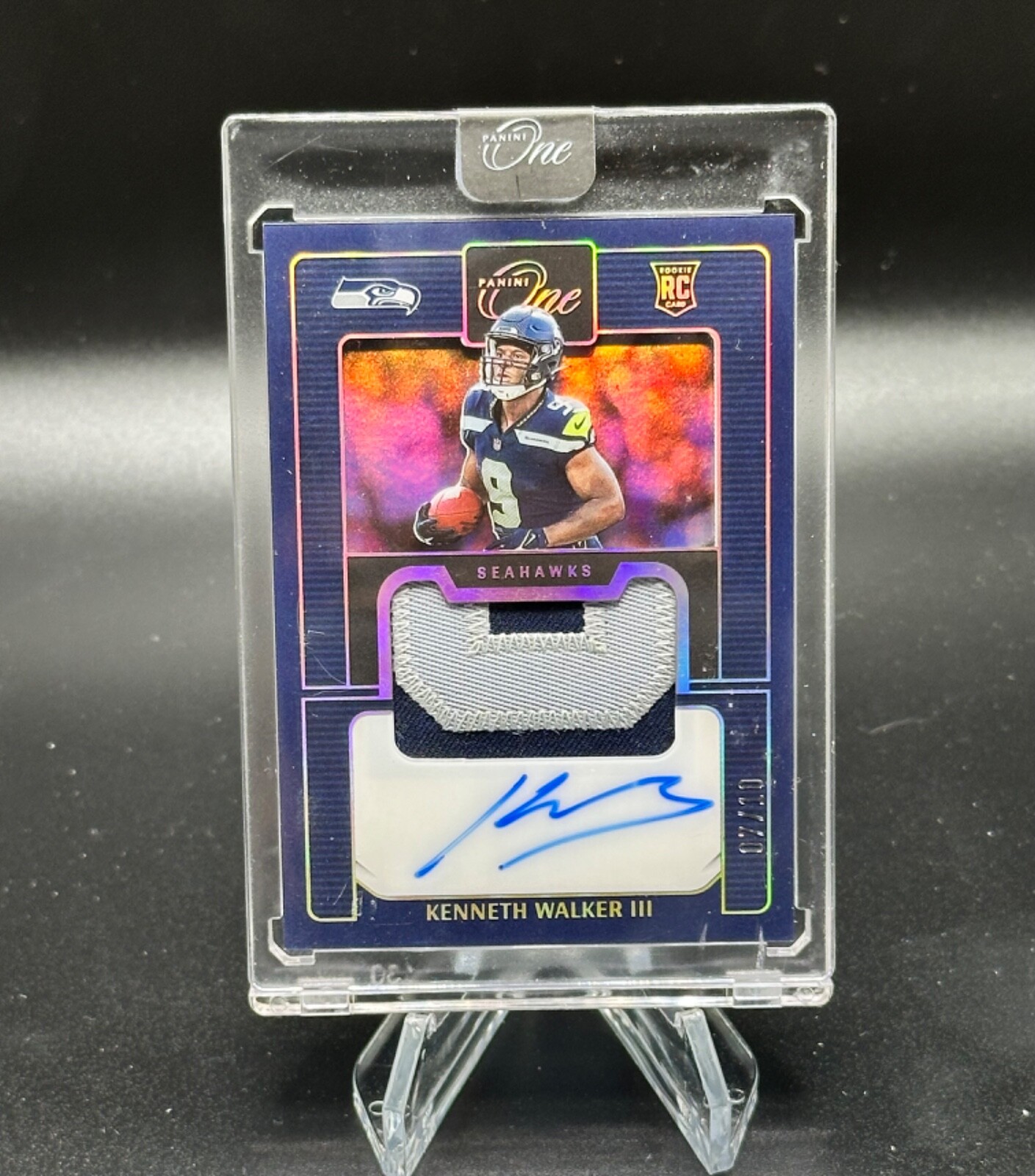 Kenneth Walker III Panini One #131 Autograph Premium Patch Gold