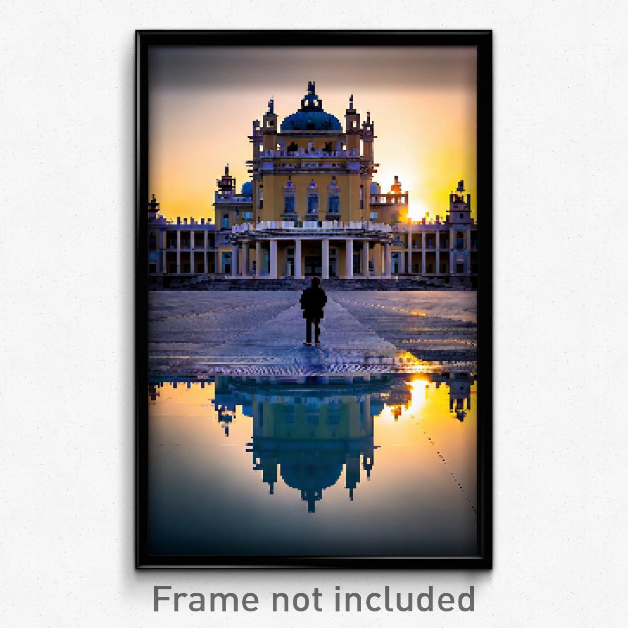 Pixel Art Poster - Monumental Palace (8 Bit Psychedelic Trippy Video Game Print)