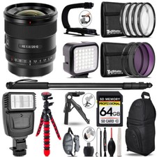 Sony FE 20mm f/1.8 G Lens - Video Kit  Flash  Monopad - 64GB Kit