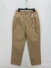 Express Ankle Pants Women's 6 Long Khaki Beige Stretch Fabric Pleated Chino NWT