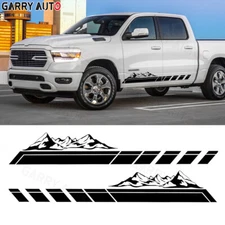 Black Stripes Mountains Graphic Car Side Skirt Sticker For Toyota Tacoma Tundra